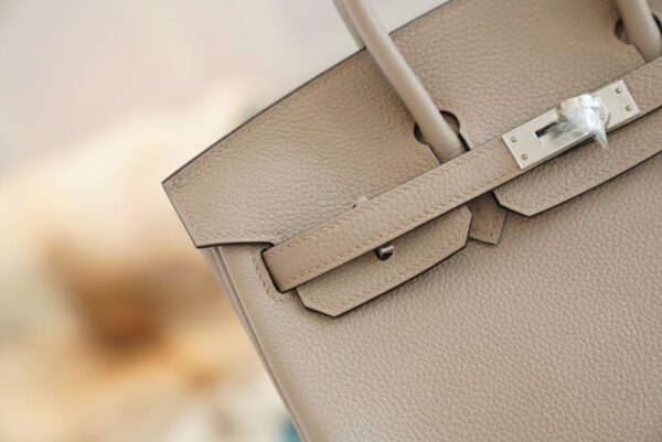 Full Handmade Hermes Birkin25CM CK81 Gris Tourterelle Togo Leather Silver Hardware