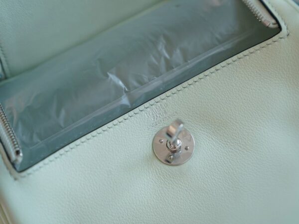 Full Handmade Hermes Mini Lindy 19CM 0S Vert Fizz Swift Silver Hardware