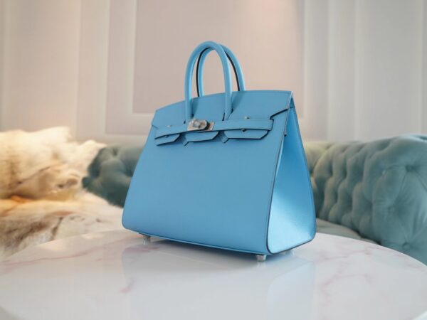 GPCMode Factory Hermes Birkin Sellier 25CM 7N Celeste Epsom Silver Hardware