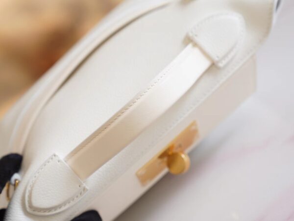 Full Handmade Hermes 01 Blanc & I2 Nata Evercolor Mini Kelly 24/24 Gold Hardware