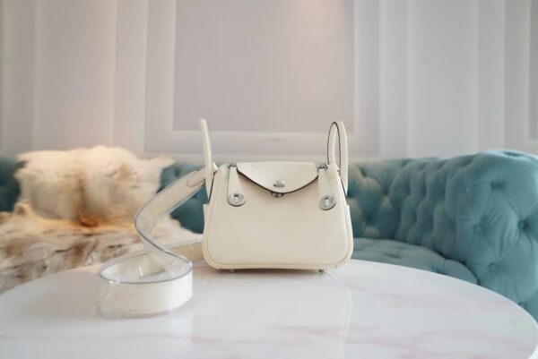 Fashion Hermes Mini Lindy 19CM I2 Nata / Gold Swift Leather Silver Hardware