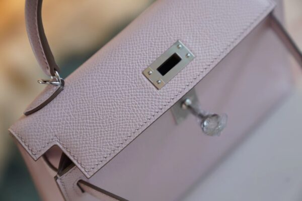 GPCMode Hermes 09 Mauve Pale Epsom Leather Mini Kelly 19CM Silver Hardware