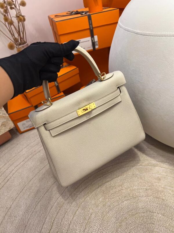Hong Kong Hermes Kelly 25CM Togo Leather CK10 Craie Gold Hardware