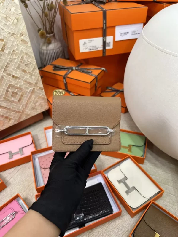 New Arrival Hermes Roulis Slim Wallet Chevre Leather 2J Quebracho Silver Hardware