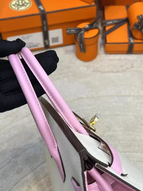 Hermes Epsom Birkin Sellier 25CM 10 Craie/ X9 Mauve Sylvestre Gold Hardware