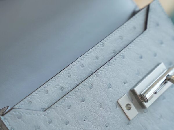 GPCMode Hermes Factory 8U Blue Glacier KK Ostrich Skin Verrou Mini Silver Hardware