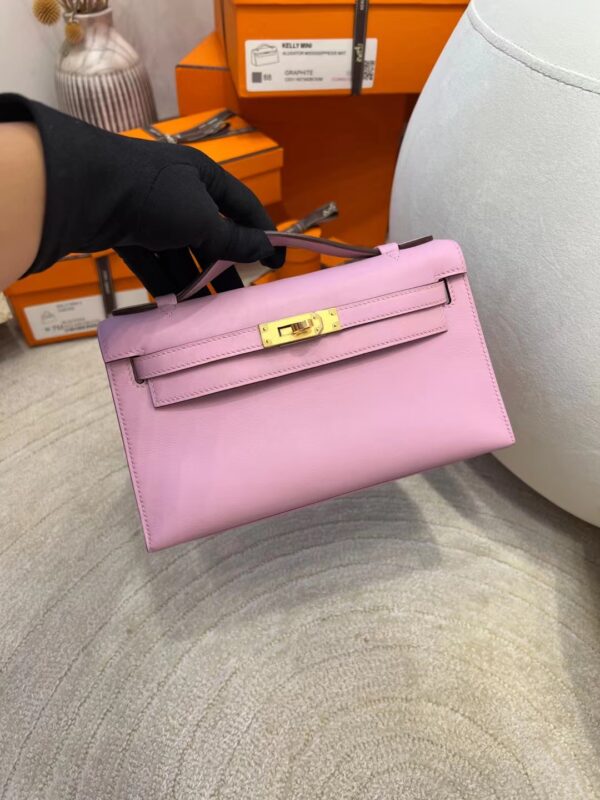Thailand Bangkok Hermes Kelly Pochette 22 Swift Leather X9 Mauve Sylvestre Gold Hardware