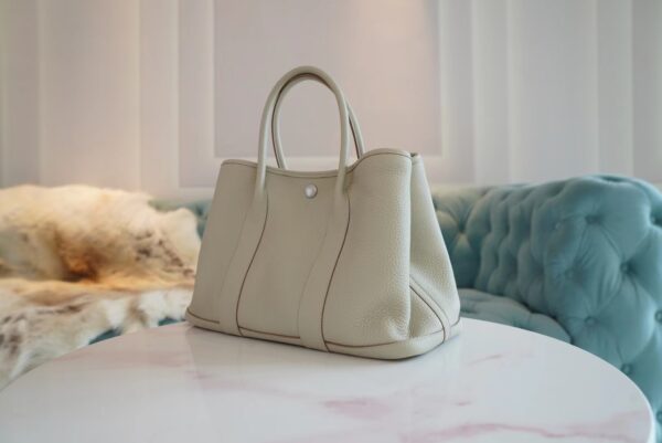 Full Handmade Hermes 8L Beton Garden Party 30CM TC Leather Silver Hardware