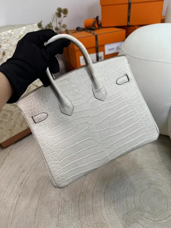 Full Handmade HCP Matte Porosus Crocodile Birkin 25CM 8L Beton Gold Hardware