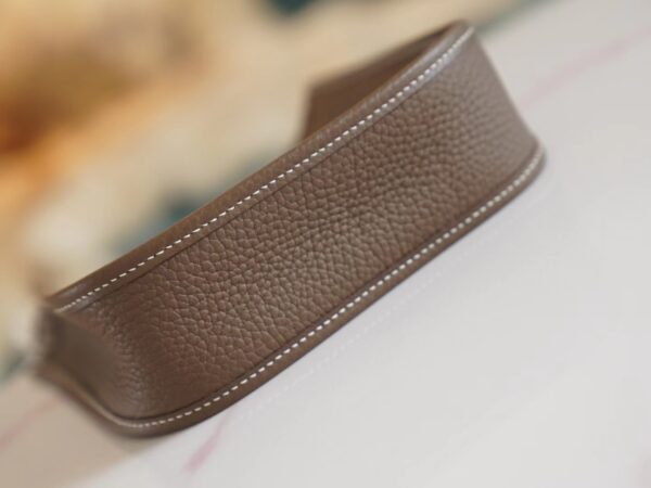 Full Handmade Hermes Evelyne Mini CK18 Etoupe Clemence Leather Gold Hardware
