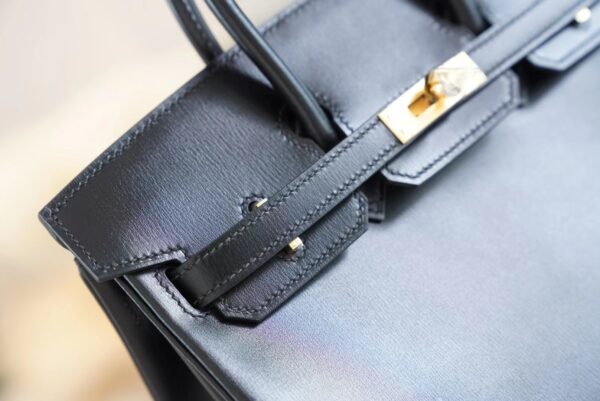 Full Handmade GPCMode Hermes CK88 Black Box Leather Birkin25CM Gold Hardware