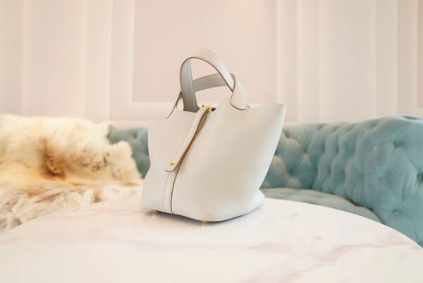 GPCMode Hermes C80 Gris Pearl Clemence Leather Picotin18CM Gold Hardware