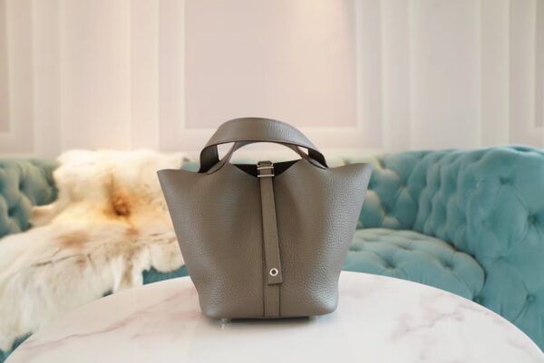 GPCMode Factory Hermes 8F Etain Clemence Leather Picotin18CM Silver Hardware