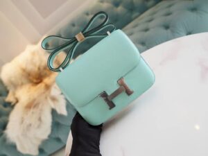 New GPCMode Hermes 79 Aqua Chevre Leather Constance 19CM Silver Hardware