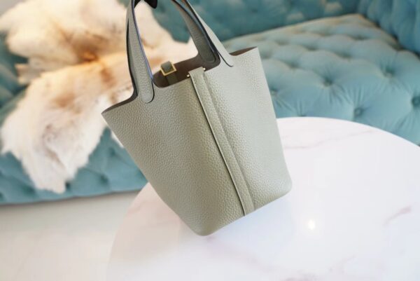 Full Handmade Hermes Picotin18CM Q1 Sauge Clemence Leather Gold Hardware