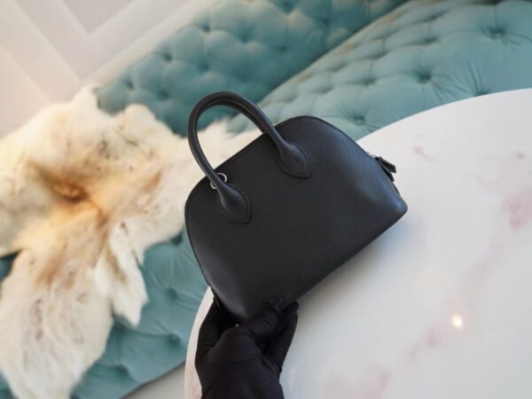 Hand Stitch Hermes Mini Bolide18CM CK89 Black Evercolor Leather Silver Hardware