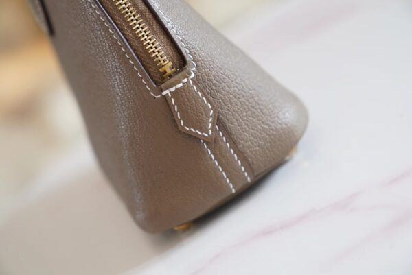 Wholesale Hermes Chevre Leather Mini Bolide 18CM CK18 Etoupe Gold Hardware