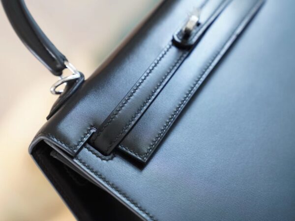Wholesale Hermes Kelly25CM CK89 Nior Box Leather Women’s Bag Silver Hardware