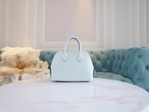 Sale GPCMode Hermes Mini Bolide18CM T0 Blue Brume Chevre Leather Silver Hardware