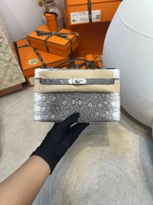 6e0bce3063cce35-jpg Hermes Ombre Lizard Leather Kelly Pochette 22CM Silver Hardware