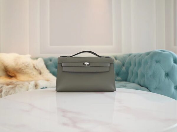 GPCMode Factory Hermes 0L Gris Meyer Swift Leather Kelly Pochette22cm Silver Hardware
