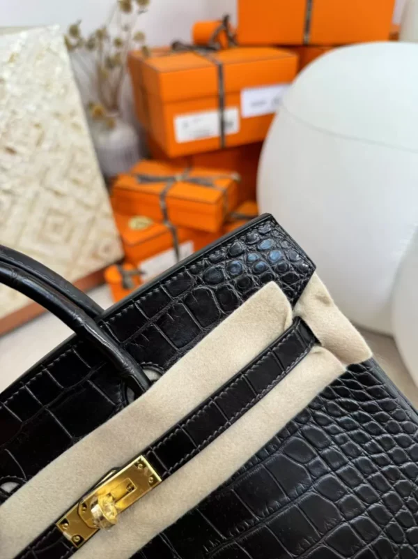 Saudi Arabia Riyadh 46 Ebene Matte Alligator Crocodile Birkin 25CM Gold Hardware