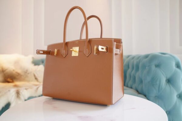 Hand Stitch Hermes Birkin Bag30CM CK37 Gold Epsom Leather Gold Hardware