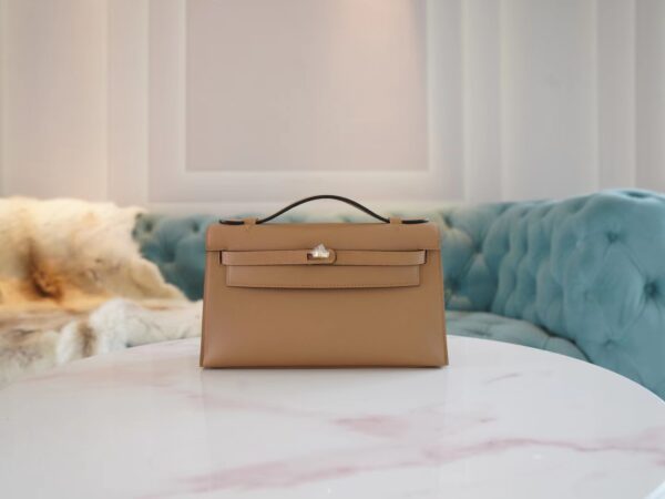 Wholesale Hermes Kelly Pochette22CM 0M Chai Swift Leather Gold Hardware