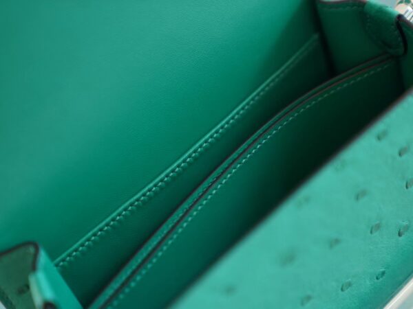 Sale GPCMode Hermes Roulis Mini18cm U4 Vert Vertigo KK Ostrich Leather Silver Hardware
