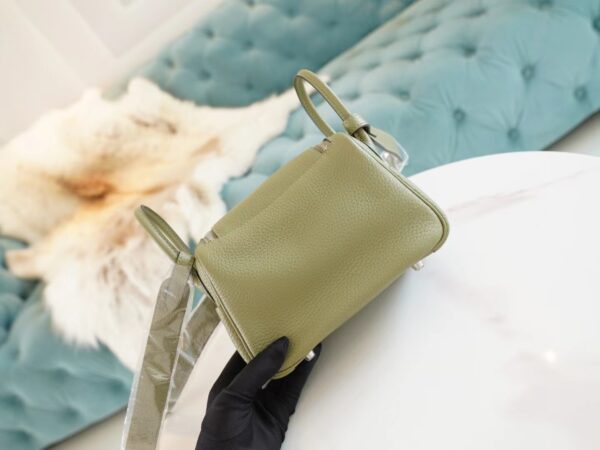 GPCMode Factory Hermes Q1 Sauge Clemence Leather Mini Lindy19CM Silver Hardware