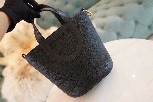 Full Handmade Hermes CK89 Black In The Loop18CM Clemence Leather Gold Hardware
