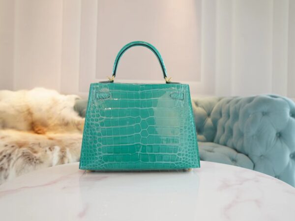 GPCMode Hermes Kelly Sellier 25CM O6 Vert Jade HCP Shiny Alligator Gold Hardware