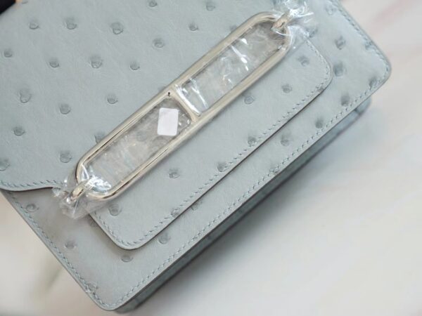 Discount Hermes Roulis Mini18cm 8U Blue Glacier South Africa KK Ostrich Leather