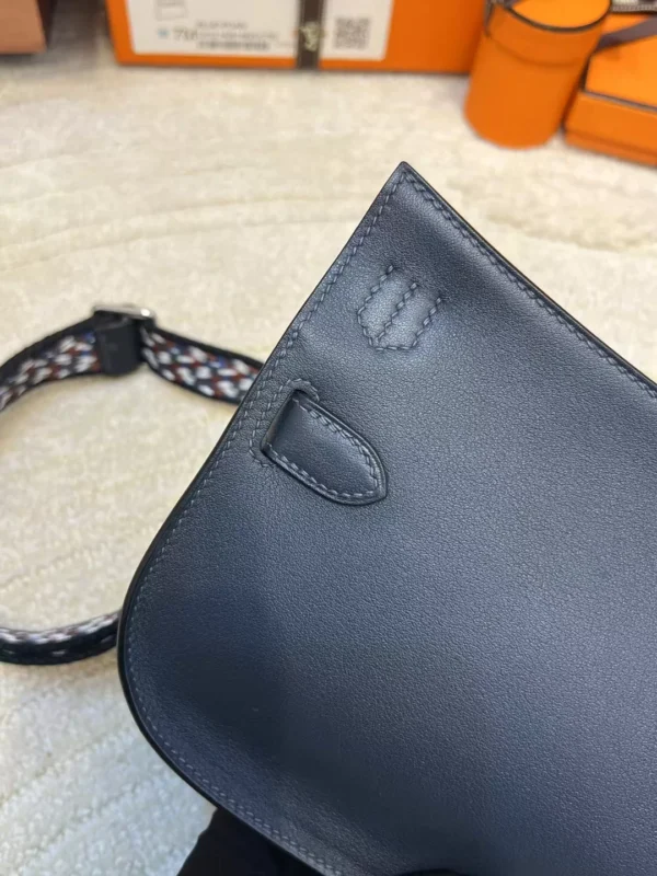 Taiwan Hermes Jypsiere Mini 23CM 3Y Blue Noir Swift Leather Silver Hardware
