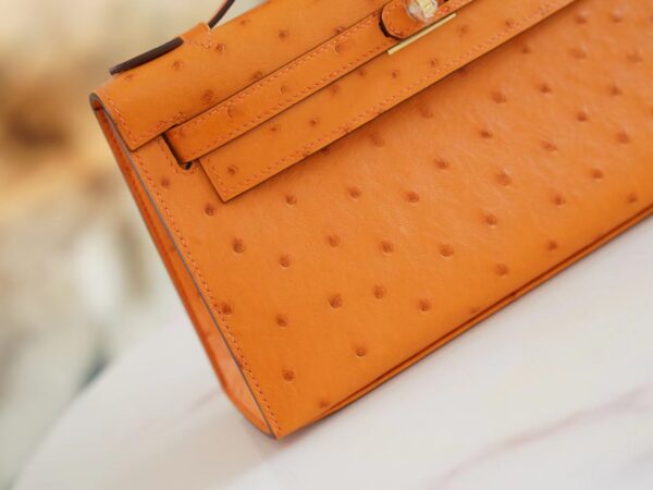 Wholesale GPCMode Factory Hermes Mini Kelly Pochette22cm I9 Abricot Ostrich Leather