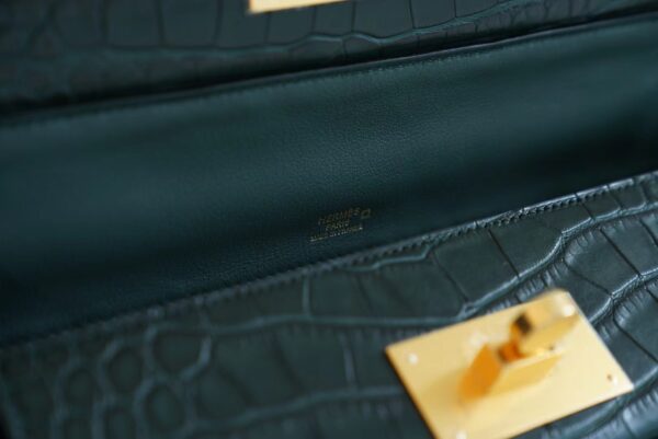 Hermes Kelly 24/24 Touch 29CM Taurillon Maurice/ Matte Crocodile 6O Vert Cypres Gold Hardware