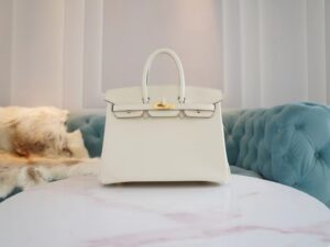 74a820b246ea4d0 Full Handmade Hermes Birkin Bag25CM CC10 Craie Jonathan Leather Gold Hardware