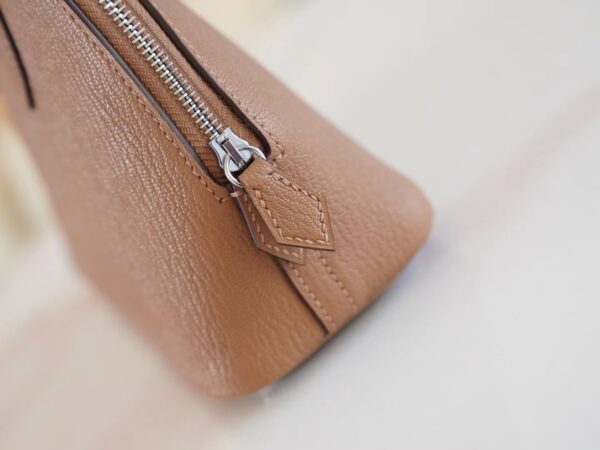 Stock GPCMode Factory Hermes 2J Quebracho Chevre Leather Mini Bolide18CM Silver Hardware