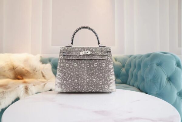 GPCMode Factory Hermes Kelly 25CM Ombre Lizard Leather Women’s Bag Silver Hardware