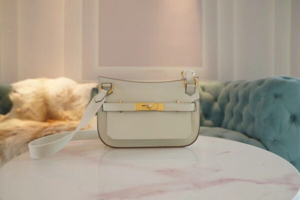 Hand Stitching Hermes Jypsiere Mini Mushroom White Swift Leather Gold Hardware