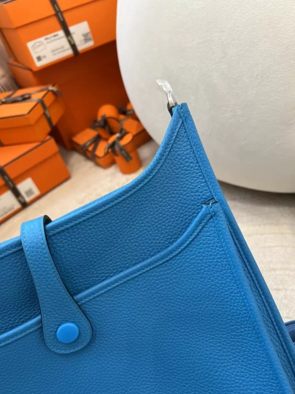 Handmade Hermes Clemence Leather 0F Blue Frida Evelyne 29CM Silver Hardware