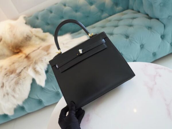 GPCMode Hermes Factory CK89 Nior Box Leather Kelly Bag25CM Gold Hardware