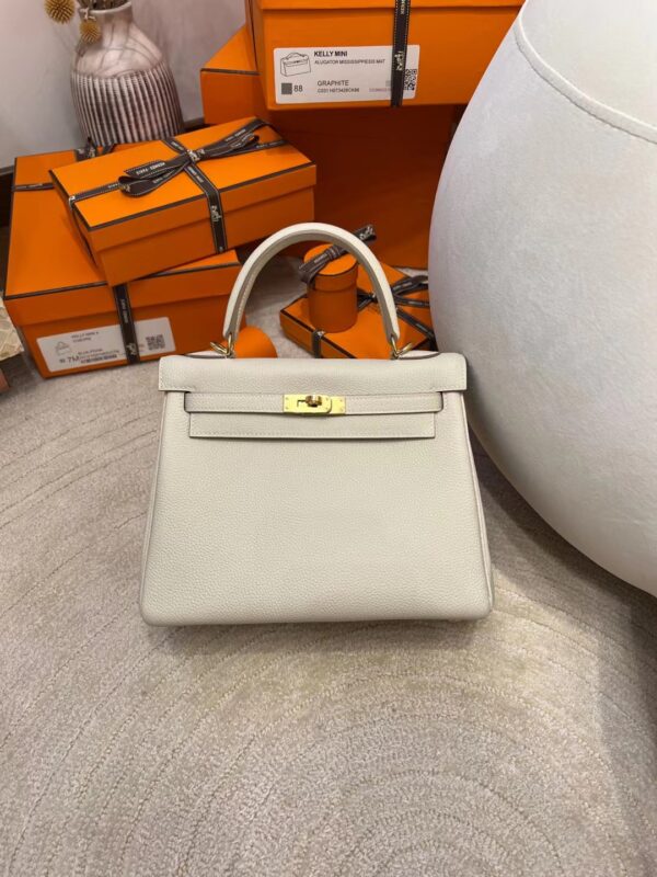 Hong Kong Hermes Kelly 25CM Togo Leather CK10 Craie Gold Hardware