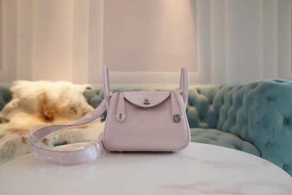 GPCMode Factory Hermes 09 Mauve Pale Mini Lindy 19CM Swift Leather Silver Hardware