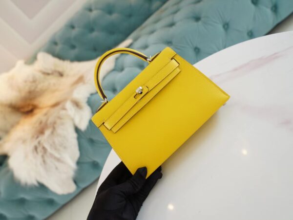 GPCMode Hermes 9O Naples Yellow/8L Beton Inner Chevre Leather Mini Kelly19CM