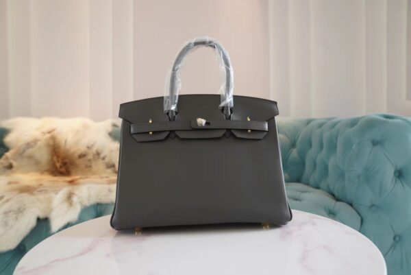 Full Handmade Hermes Birkin Bag30CM 88 Gris Graphite Jonathan Leather Gold Hardware