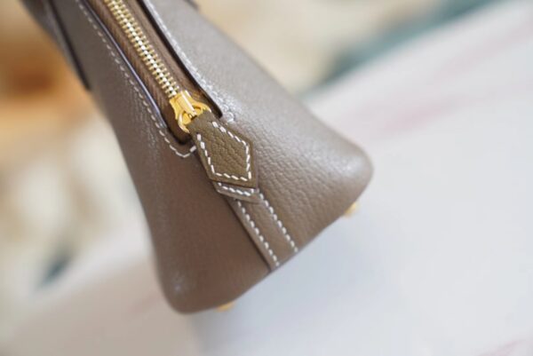 Wholesale Hermes Chevre Leather Mini Bolide 18CM CK18 Etoupe Gold Hardware