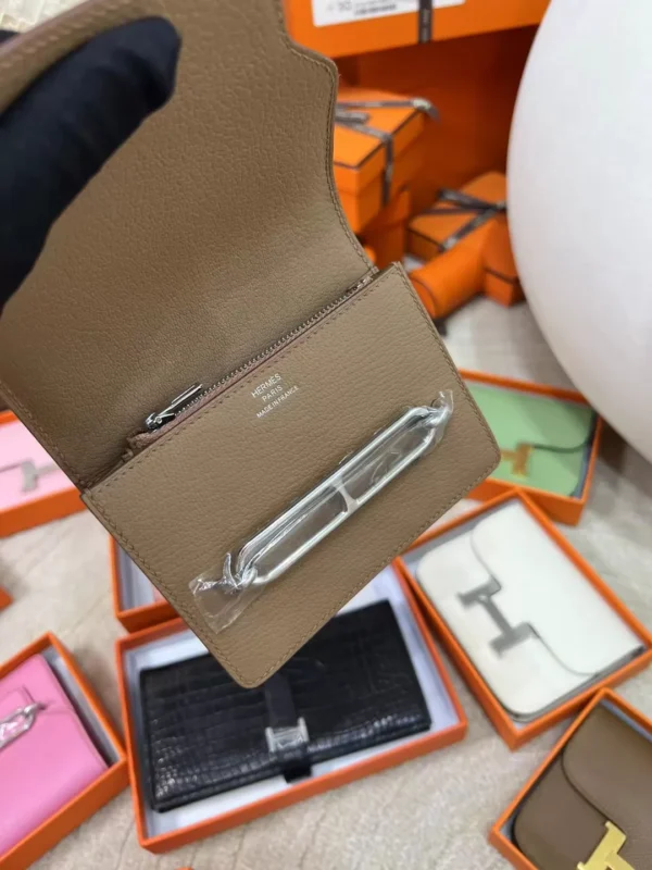 New Arrival Hermes Roulis Slim Wallet Chevre Leather 2J Quebracho Silver Hardware