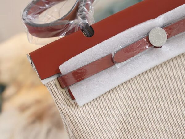 GPCMode Hermes Beton Canvas / Rouge Casaque Herbag 31CM Silver Hardware