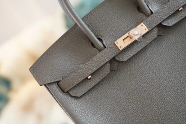 Hermes Handmade Boutique 8F Etain Togo Leather Birkin25CM Rose Gold Hardware